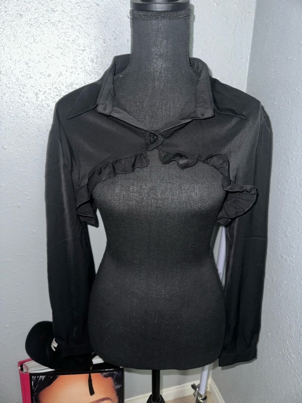 Black Ruffle Bolero Shrug Top - Women